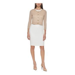 CALVIN KLEIN Womens Gold Cardigan Long Sleeve Scoop Neck Button Up Sweater XL